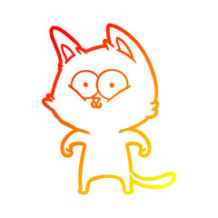 warm gradient line drawing cartoon cat