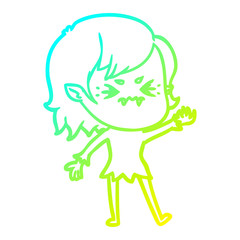 cold gradient line drawing annoyed cartoon vampire girl