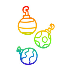 rainbow gradient line drawing cartoon xmas baubles
