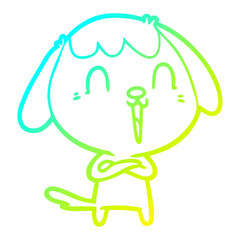 cold gradient line drawing cute cartoon dog
