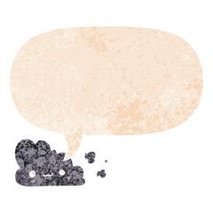 cute cartoon cloud and speech bubble in retro textured style