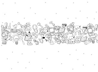business doodles objects background., drawing by hand vector