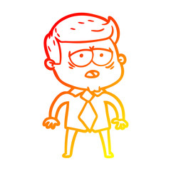 warm gradient line drawing cartoon tired man