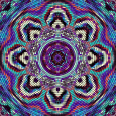 Seamless background pattern. Round mandala of mosaic art pattern.