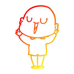 warm gradient line drawing happy cartoon bald man