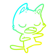Obraz premium cold gradient line drawing talking cat dancing