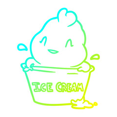 cold gradient line drawing cute ice cream