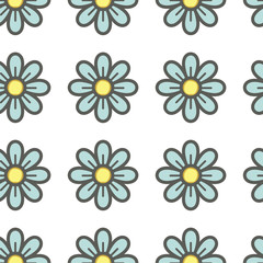 Obraz premium Blue themed floral seamless texture for background
