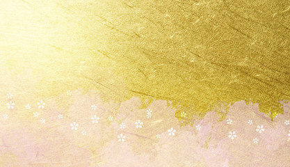 桜のパターン（背景は金色の和紙と水彩のテクスチュア）