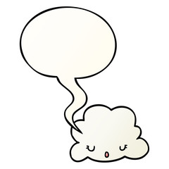 cute cartoon cloud and speech bubble in smooth gradient style