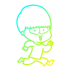cold gradient line drawing cartoon happy boy