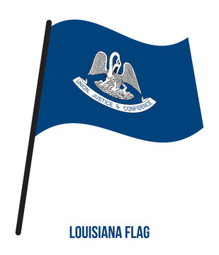 Louisiana (U.S. State) Flag Waving Vector Illustration on White Background