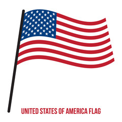 Fototapeta premium United States of America Flag Waving Vector Illustration on White Background