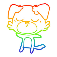 Obraz premium rainbow gradient line drawing cute cartoon dog