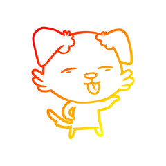 warm gradient line drawing cartoon dog sticking out tongue