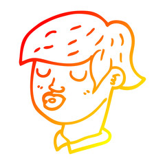 warm gradient line drawing cartoon content face
