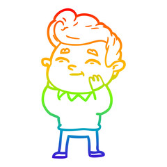 rainbow gradient line drawing happy cartoon man