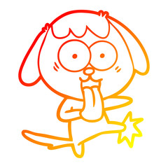 warm gradient line drawing cute cartoon dog