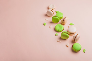 Macaron cake tender on a light background