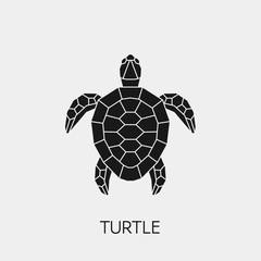 Geometric turtle. Polygonal animal. Black silhouette. Vector illustration.	