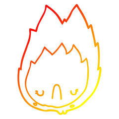 warm gradient line drawing cartoon unhappy flame