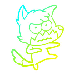 cold gradient line drawing cartoon annoyed fox