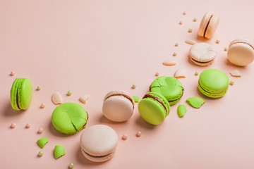 Macaron cake tender on a light background