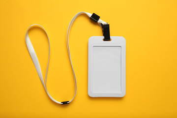 Blank security tag with white neck band isolated, mockup.