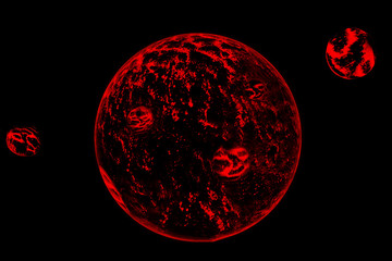 Planet red, mars, satellites . Illustration