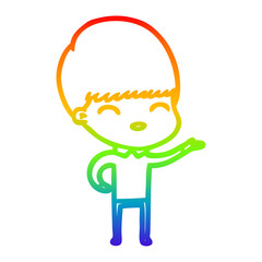 rainbow gradient line drawing happy cartoon boy