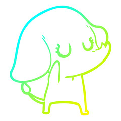cold gradient line drawing cute cartoon elephant