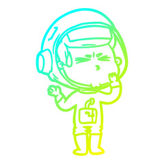 cold gradient line drawing cartoon stressed astronaut