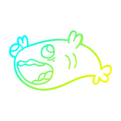cold gradient line drawing cartoon fish