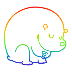 rainbow gradient line drawing cute cartoon polar bear