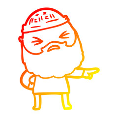 warm gradient line drawing cartoon man with beard