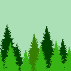 Seamless pattern with spruce trees. Endless background. Design elements for web, prints, invitations, cards, gift wrapping paper, textile.