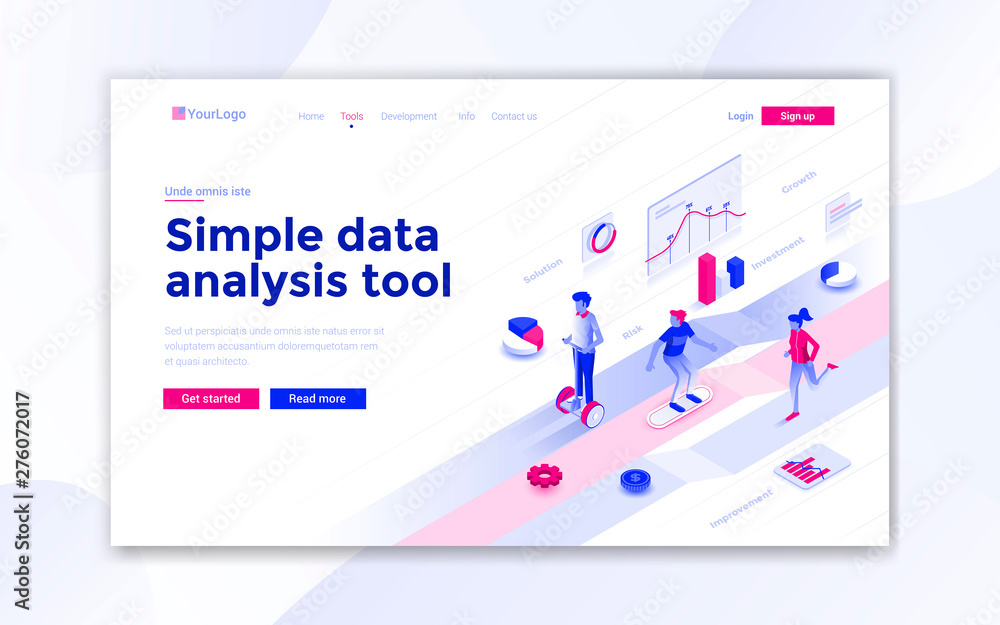 Poster flat modern design of website template - simple data analysis tool