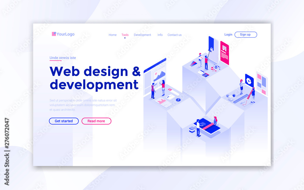 Poster flat modern design of website template - web design