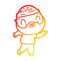warm gradient line drawing cartoon bearded man
