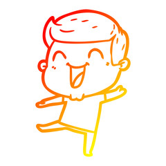 warm gradient line drawing cartoon man laughing