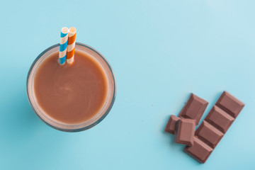 chocolate milkshake in color background