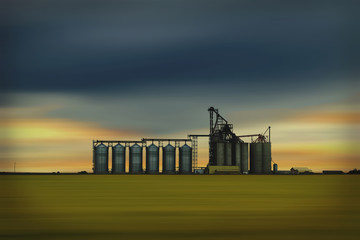 Inland grain terminal with the capacity to ship grain by rail. North Battleford, Saskatchewan,...