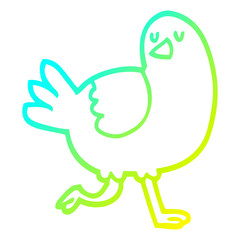 cold gradient line drawing cartoon bird running