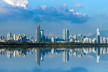 Fototapeta na wymiar City Skyline of Chegongmiao Financial District, Shenzhen