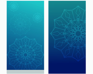 blue gradient poster design with mandala shapes in the background ,used in yoga ,meditation and relaxing usage