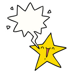 happy cartoon star and speech bubble