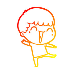 warm gradient line drawing cartoon happy man
