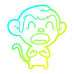 cold gradient line drawing shouting cartoon monkey
