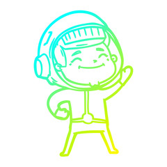 cold gradient line drawing happy cartoon astronaut