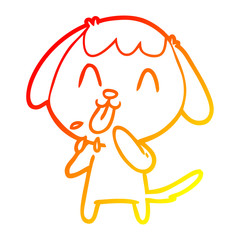 Obraz premium warm gradient line drawing cute cartoon dog